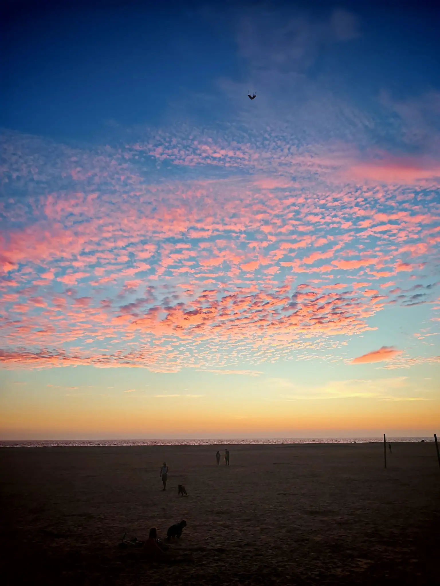 Atardecer sobre la ancha arena de la playa de Los Lances en Tarifa